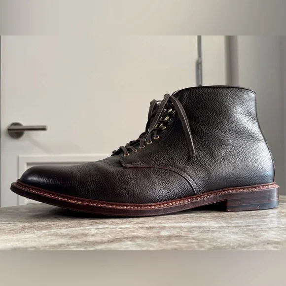 ALDEN  X Unionmade Boots Dark Brown Calfskin Lace Up Ankle 13 BD Plain Toe - Picture 3 of 10
